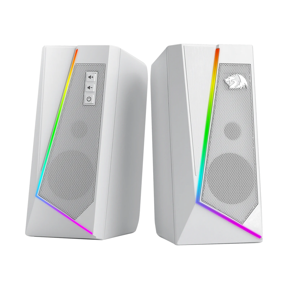 Redragon GS520 RGB Desktop Speakers, 2.0 Channel PC Stereo Speaker with 6 Colorful LED Modes, Enhanced Sound, White/Pink