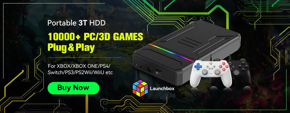 Launchbox 500GB Gaming HDD with 3760+Games&Emulators Video Game Console for PS4/Switch/PS3/PS2/PS1/Wii/Wiiu/Nes/Gamcube Plug&Play Launchbox OS for Win PC/Laptop