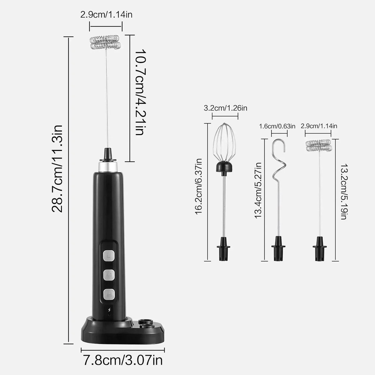 Mini USB Rechargeable Electric Mixer and Milk Frother, Handheld Whisk with 3 Speed Settings and Multiple Attachments for Coffee Cappuccino Latte Matcha Egg White Smoothie Whipping Cream, Portable Kitchen Tool for Mixing, Baki